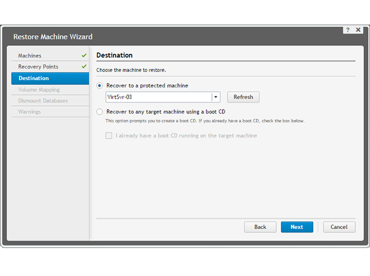 screenshot of Rapid Recovery